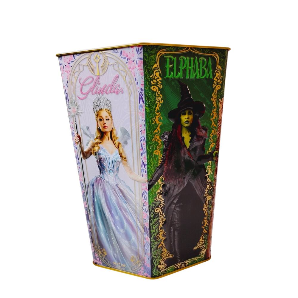 Wicked For Good Collectible Popcorn Tin Bucket Movie Elphaba & Glinda New